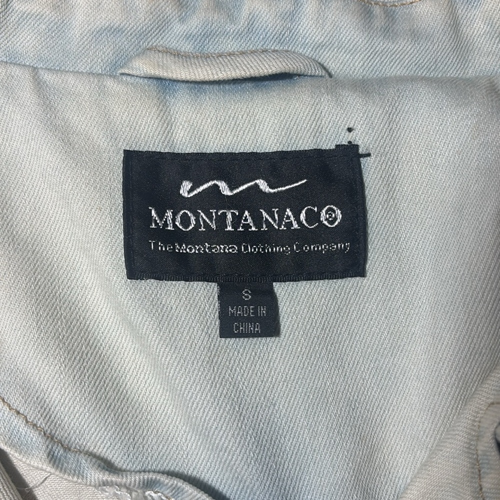 Montanaco Floral Embroidered denim moto Jacket country chic studded zip up - Picture 10 of 16